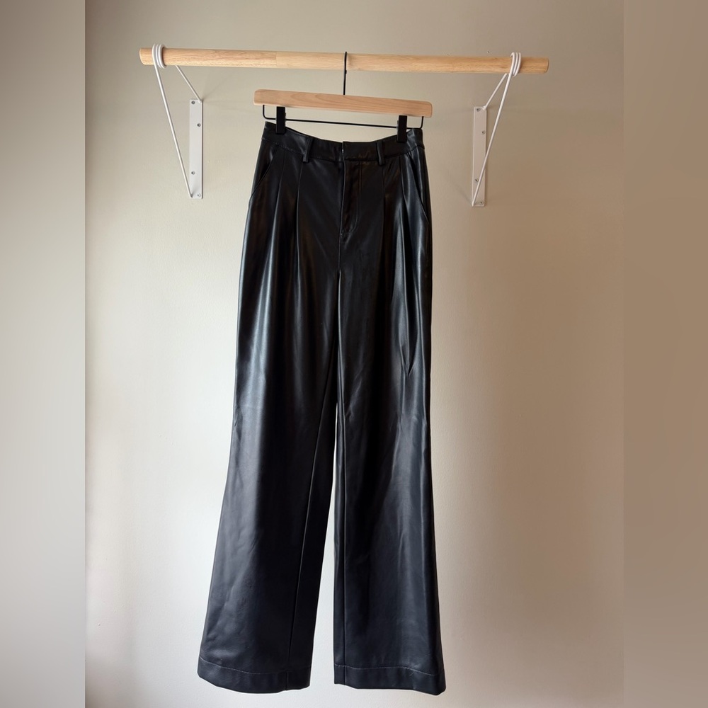 7 For All Mankind Leather Wide Legged Pants